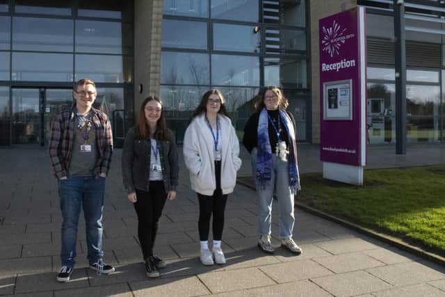 Left to right: Ben Smith, Amy Dunn, Sarah Grogan, and Megan Johnstone, from Blackpool Sixth, have recently received the amazing news that they have been offered places at two of the world’s top universities