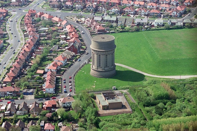 Blackpool's landmark Water Tower at Leys Road, at the top of Warbreck Hill - mid 90s
