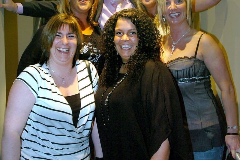 VIP re-opening night at NTK, Market Street, Blackpool. Back, from left, Lorraine Rushton, Peter Kay , Simone Whiteside and Sharon Young. Front are Joanne Hoare (left) and  Zahra Gibrail, 2006