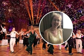 Inset: Emily Woodward, 31, got to watch her favourite show Strictly Come Dancing being televised from Blackpool Tower. Main: Photo of BBC1's Strictly Come Dancing at Blackpool Tower. Guy Levy/BBC/PA Wire