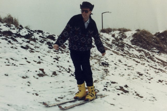 Skiing on the sand dunes in 1991