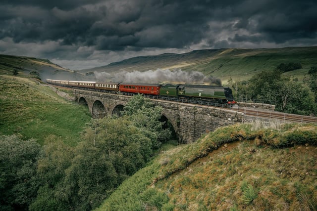 Full steam ahead ... the Northern Belle thunders over the Settle-Carlisle line