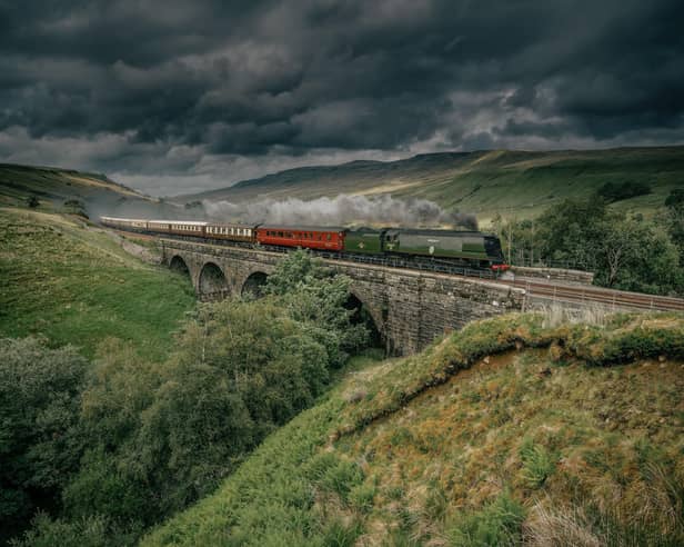 Full steam ahead ... the Northern Belle thunders over the Settle-Carlisle line