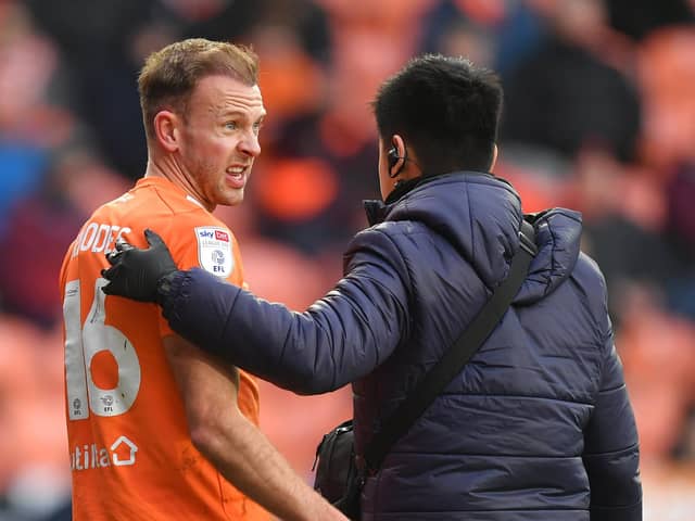 Jordan Rhodes missed Blackpool's entire month of February fixtures. He is getting closer to a return and has been given an outside chance against Shrewsbury Town. (Photographer Dave Howarth / CameraSport)