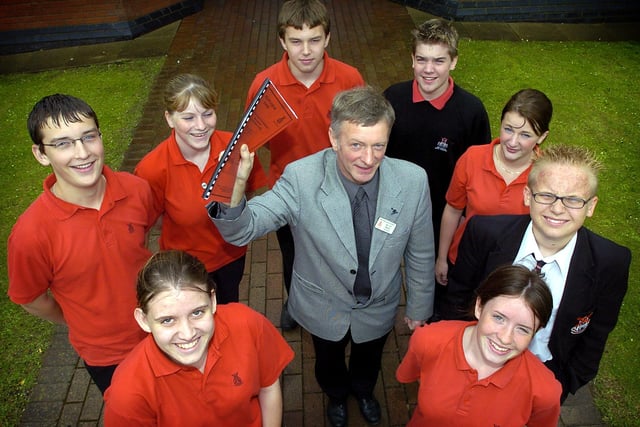 Millfield High Head Alan Harvey, was at the centre of a bid by the Thornton school to become a specialist Science and Arts college. Alan with the school's bid surrounded by some of the pupils in 2004