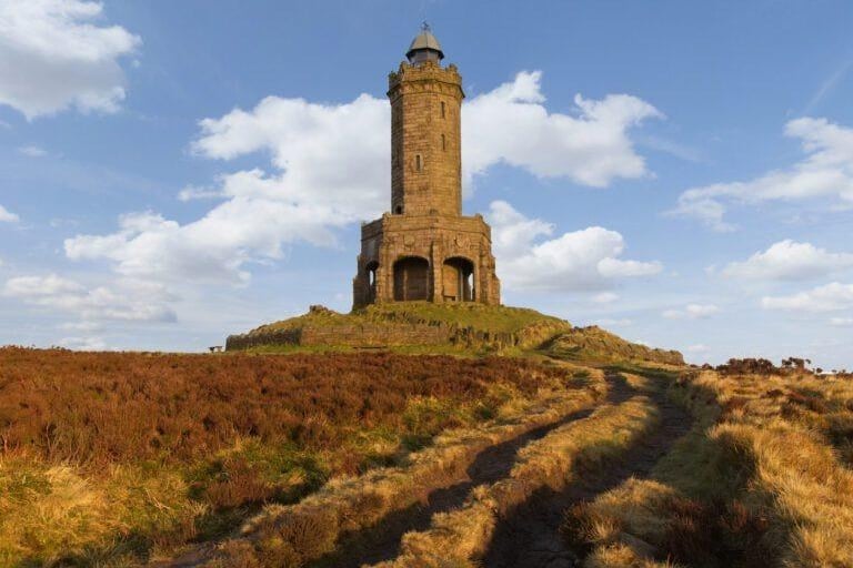 The Darwen Tower, completed in 1898 to commemorate Queen Victoria’s Diamond Jubilee, stands tall and proud above the town whose name it shares. A path to the octagonal 85-feet high monument bisects the Earnsdale and Sunnyhurst Hey reservoirs where wildfowl seek refuge in the colder months. Take care on wintry days, it is said that Oliver Cromwell turned back his troops on this moor in bad weather. There is a staircase inside the 86-feet sandstone tower offering views of Snowdonia, the Irish Sea and even the Isle of Man on a crisp, clear day