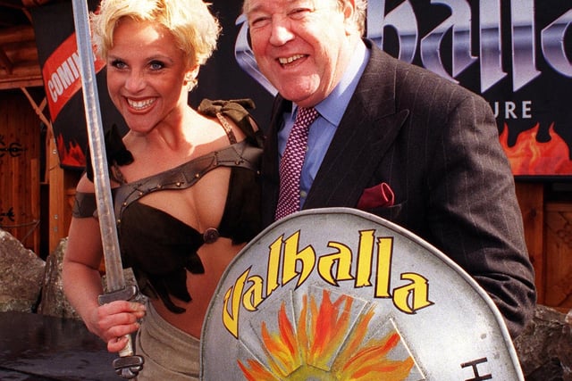 Viking Stina Dahlsrud with Pleasure Beach boss Geoffrey Thompson at the preview to the launch of Valhalla