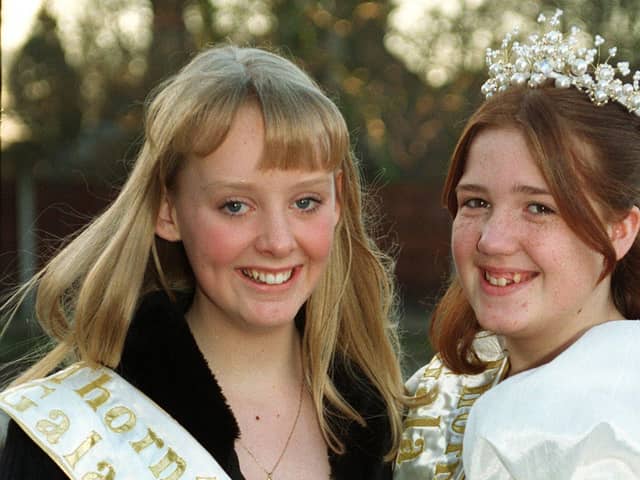 Calling all queens - Thornton Cleveleys 100th Gala Queen Leanne Mellor (14) is presented with a sash from 1997 queen Lindsay Barnes, 25 years ago. The Gala marks its 125th anniversary next year.