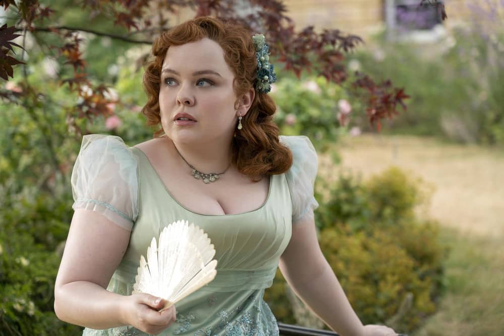 A handout photo by Netlflix of Nicola Coughlan in Bridgerton. Picture: Laurence Cendrowicz/Netflix