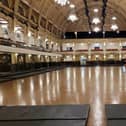 Getting the dance floor of the Empress Ballroom polished and ready for the 96th Blackpool Dance Festival