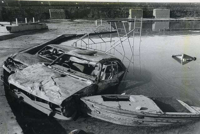 By 1983, the boating pool was derelict with abandoned cars, twisted metal and debris. It was a sad sight