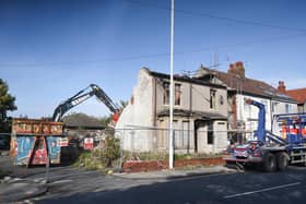Demolition contractors Pete Marquis begin the task of pulling down the property in Poulton Road, Fleetwood