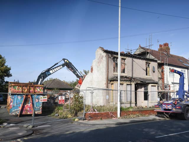 Demolition contractors Pete Marquis begin the task of pulling down the property in Poulton Road, Fleetwood