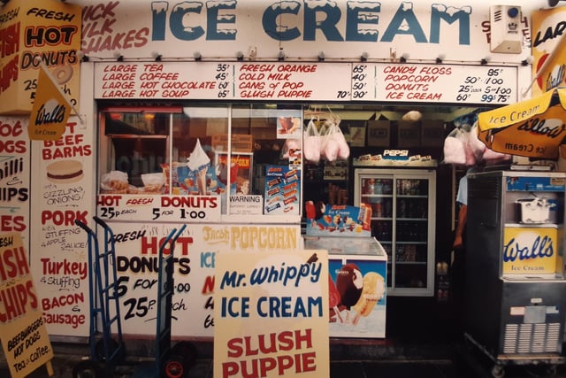 A typical Golden Mile kiosk in July 1995. Wish prices were still the same...