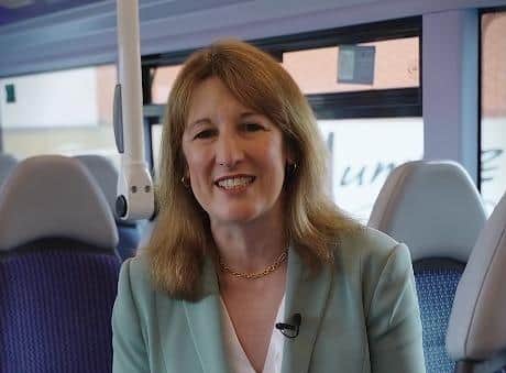Rachel Reeves on a bus