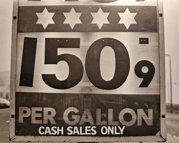 Blackpool's petrol price in 1981 was £1.50 a gallon - roughly 33p a litre