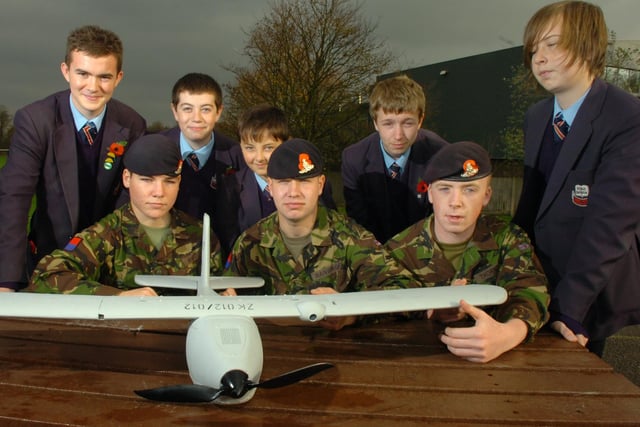 Soldiers with pupils at St Bede's School, Lytham
