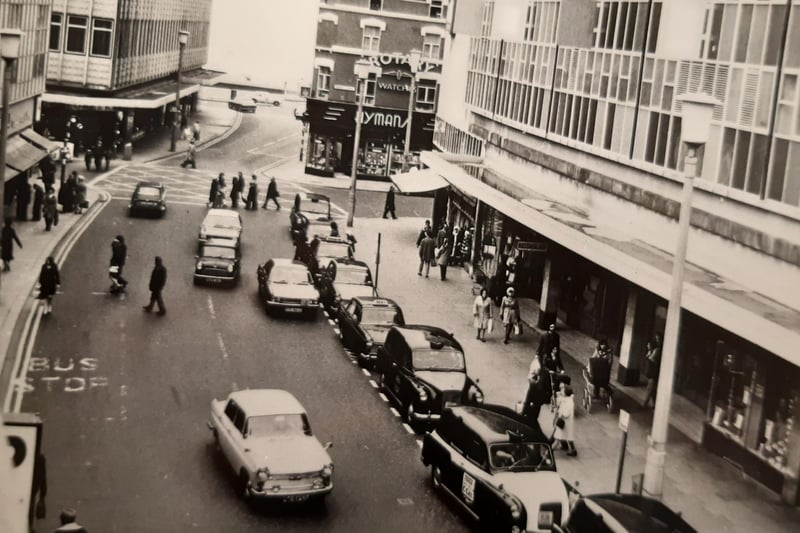 A great shot of Church Street at the junction with Bank Hey Street, 1960s? Hyman's Jewellers on the corner