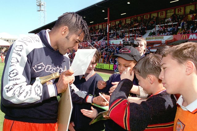 On his last home game before leaving Blackpool FC in 1998, striker Andy Preece was given a great send-off by the fans