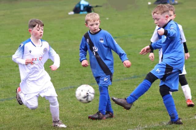 Action from the B&DYFL U11s match between FC Rangers Blacks and BJFF Spartans Picture: Karen Tebbutt