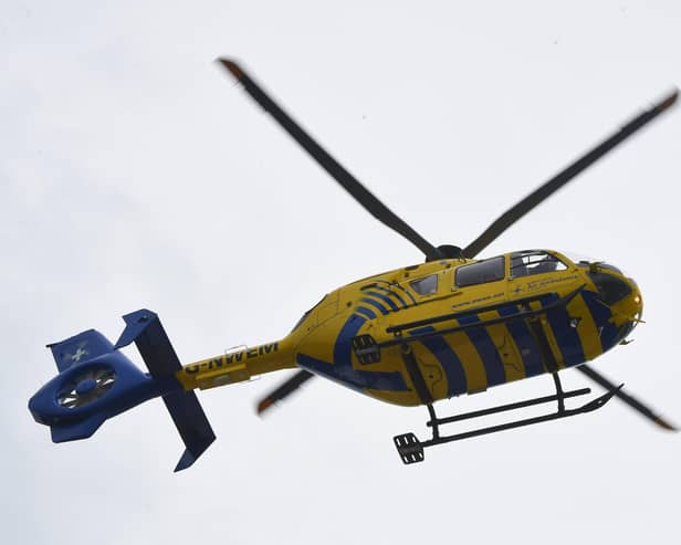 The North West Air Ambulance attended the incident and the biker, a man in his 60s from Blackpool, was taken to hospital for treatment