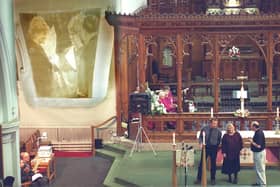 Pictures of Diana's visit to Trinity the Hospice in the Fylde were projected onto the wall at the Princess Diana Memorial Service