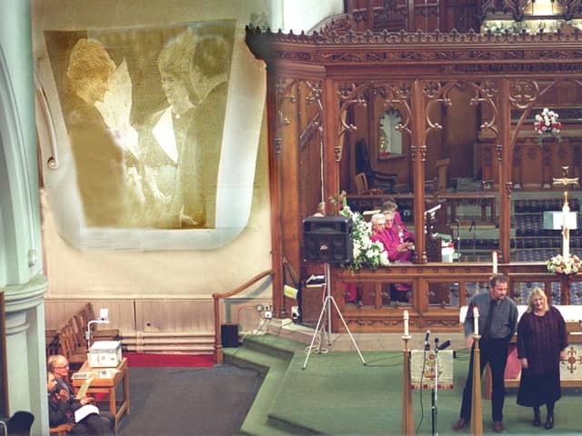 Pictures of Diana's visit to Trinity the Hospice in the Fylde were projected onto the wall at the Princess Diana Memorial Service