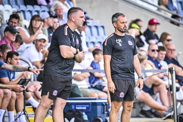 AFC Fylde boss Craig Mahon, right, and assistant Alex Kenyon