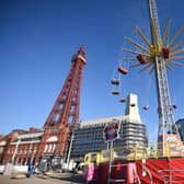 Blackpool Tower will light up blue (pictured alongside Star Flyer ride)