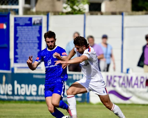 Match action from AFC Fylde's pre-season game against Lancaster (photo: Steve McLellan)