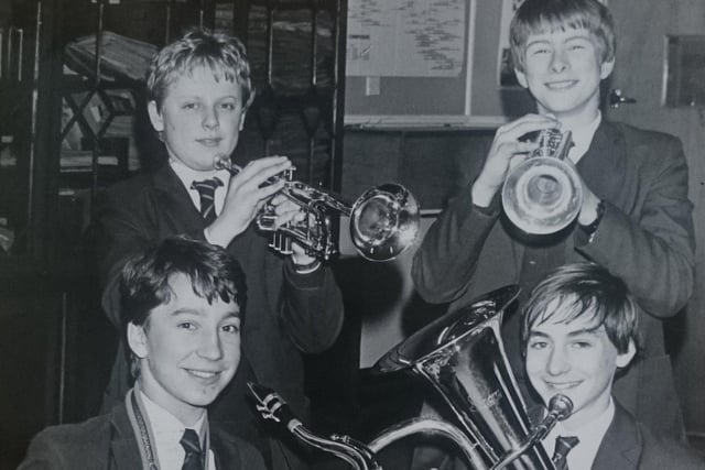 Rossall School bass quartet made it through to the semi-finals of the National Schools Chamber. They were winners of the North of England section of the competition. Standing are Christopher Powell (left) and Adrian Meakin. Seated are Mark Reynard (left) and Jonathan Stephens
