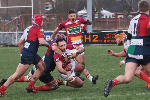 Connor Wilkinson scored the last of Fylde's five tries at Blaydon Picture: CHRIS FARROW / FYLDE RFC