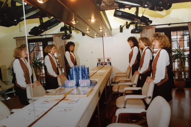 Ready for work at The Coach House salon in 1993
