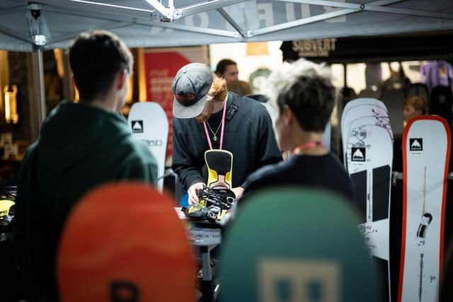 Burton Snowboards showcasing their latest gear - with visitors invited to try out the newest equipment.