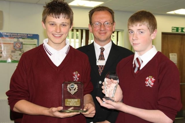 Saint Aidan’s students had the chance to show off their entrepreneurial skills at the Fylde Area Board Young Enterprise Finals. L-R Daniel Roskell, Mr John Ramsbottom,YE Coordinator at Saint Aidan’s and Max Damson with the trophies they won.