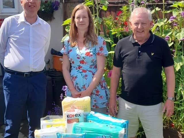 Picture shows Coun Martin Mitchell, Melanie Kelly, and Layton House manager Pete Mercer