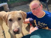 Sarah has been puppy raising future guide dog Ernie, a yellow Labrador.