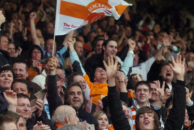 Supporters watching Blackpool take on Oldham Athletic in May 2007