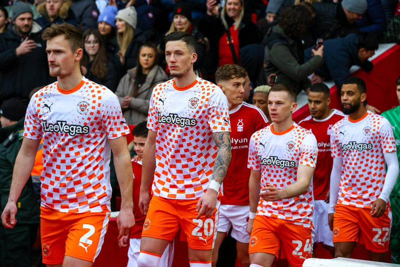 Blackpool walk out of the tunnel at the City Ground.