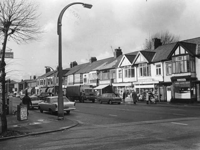 Our first picture shows Lane Ends in November 1967 as it gears up for the busy Christmas shopping period. We are looking along Blackpool Road towards the Lane Ends pub in the far distance