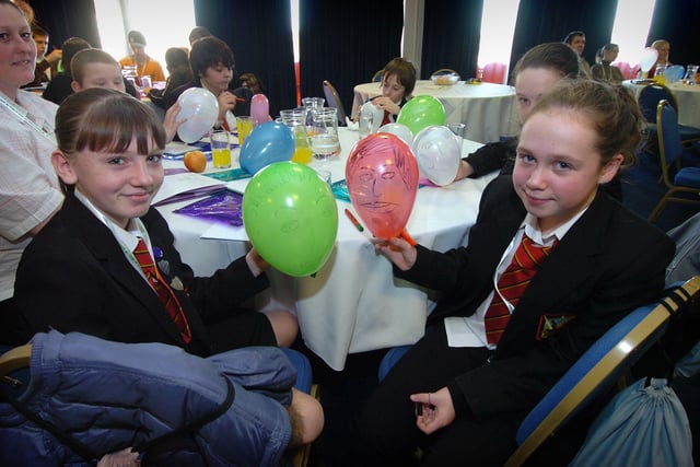 Pupils from schools around Blackpool were at the football club for a 'Stand Up and Speak Out about Alcohol' conference. Pupils from Beacon Hill take part in a balloon decorating team exercise