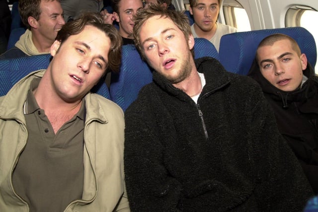 Hollyoaks Stars Tony, played by Nick Pickard,  Finn - James Redmond and Sol - Paul Danan in Blackpool, 2000
pic By Dave Nelson