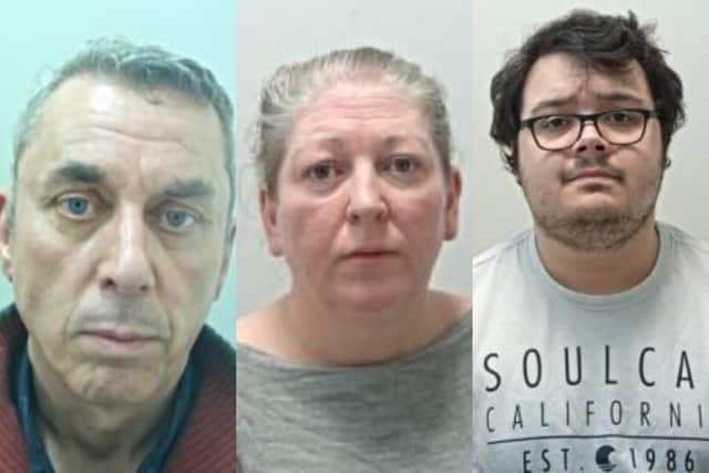 From left to right: Stephen William Boys, Kelly Caton and Jordan Kane Robinson (Credit: Lancashire Police)