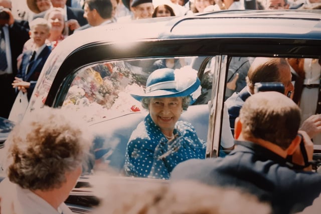 All smiles as Queen Elizabeth arrives at Rossall School in 1994 to share in the school's 150th anniversary celebrations