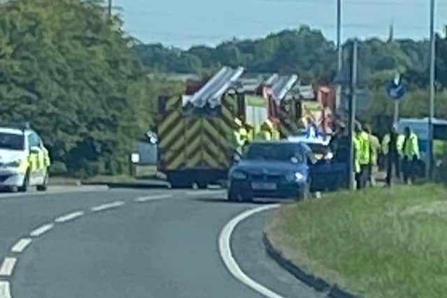 A collision between a pedestrian and a car closed A588 Shard Lane and Shard Bridge over the River Wyre in Hambleton this morning (Tuesday, June 21)