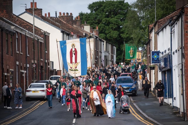 The Kirkham and Wesham Club Day procession makes its way down Station Road.