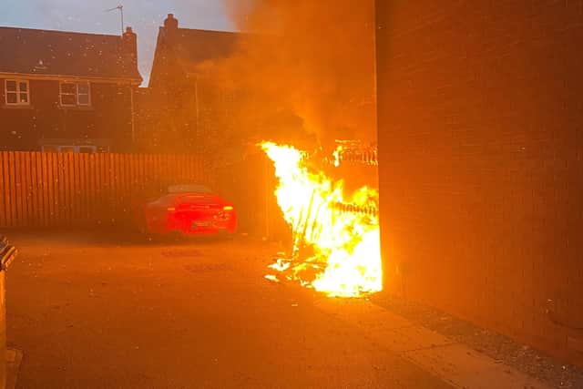 The ashes from the barbecue continued to smoulder throughout the night before igniting (Credit: LFRS)