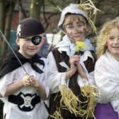 Children at Freckleton C of E School dressed up as their favourite book characters, as part of World Book Day. Pic L-R: Jack Clarkson as Jack Sparrow from Pirates of the Caribbean, Kieran Wyatt as Worzel Gummidge, and Stephanie Boyd as Bo Peep