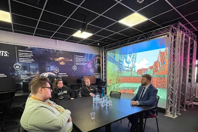 Chris Webb MP talks to students at the IoT's Blackpool site