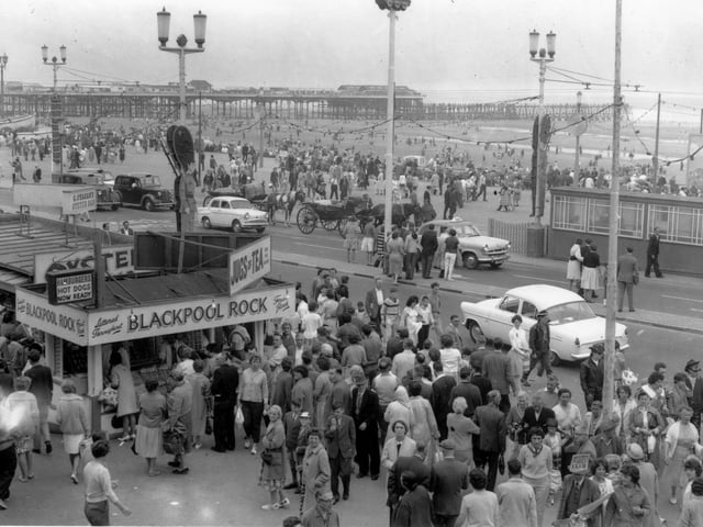 Jugs of tea for the beach, oysters and - of course Blackpool rock - was waiting for the crowds on the Golden Mile. Photo: Ross Parry
